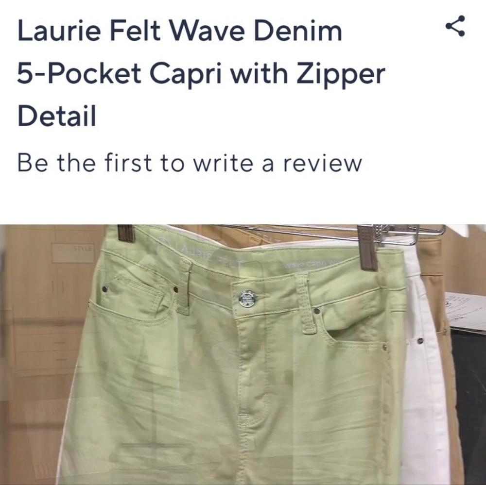 Laurie Felt Light Green Denim Capris